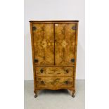 A 1930'S WALNUT FINISH TALLBOY - W 77CM. D 50CM. H 138CM.