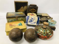 COLLECTION OF ASSORTED VINTAGE TINS TO INCLUDE BLUE BIRD, ETC.