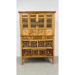 A REPRODUCTION CHINESE DESIGN KITCHEN CABINET - W 126CM. D 65CM. H 190CM.