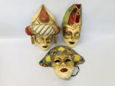 3 X CA'DEL SOL PAPIER MACHE FACE MASKS