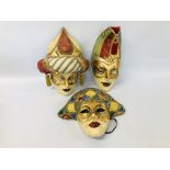 3 X CA'DEL SOL PAPIER MACHE FACE MASKS