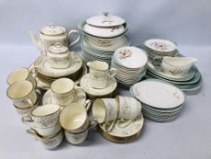 QUANTITY OF WEDGEWOOD "TIGER LILY" PATTERN DINNERWARE ALONG WITH PIECE NORITAKE BONE CHINA