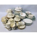 QUANTITY OF WEDGEWOOD "TIGER LILY" PATTERN DINNERWARE ALONG WITH PIECE NORITAKE BONE CHINA