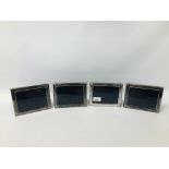 4 X SILVER PHOTO FRAMES - W 12CM X H 16CM.