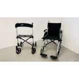 A CARE Co SILVER FINISHED MANUAL WHEEL CHAIR ALONG WITH CARRY CASE WITH A DRIVE SHOPPER MOBILITY