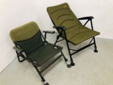 TWO FOLDING FISHING CHAIRS INCLUDING WYCHWOOD AND TROKKER.