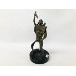 AN ETHNIC BRONZE STUDY / SCULPTURE OF A WARRIOR. H 39CM.