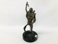 AN ETHNIC BRONZE STUDY / SCULPTURE OF A WARRIOR. H 39CM.