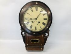 AN ANTIQUE DROP DIAL WALL CLOCK