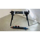 AN EVOLUTION FOLDING MITRE SAW WORK STAND AND EBAUER TRIPOD CLAMPING STAND