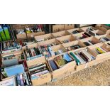 23 BOXES OF ASSORTED BOOKS - AS CLEARED TO INCLUDE NOVELS AND REFERENCE.