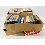 FOUR BOXES OF ASSORTED EROTICA VIDEOS (APPROX. 79) TO INCLUDE ORANGE PEEL, CINEPLEX, ETC.