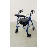 A "FREE TO BE" FOUR WHEEL BRAKED FOLDING WALKING AID