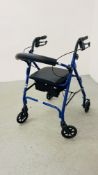 A "FREE TO BE" FOUR WHEEL BRAKED FOLDING WALKING AID