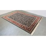 A PERSIAN STYLE BLUE/RED PATTERNED CARPET SQUARE WIDTH 184CM. LENGTH 266CM.