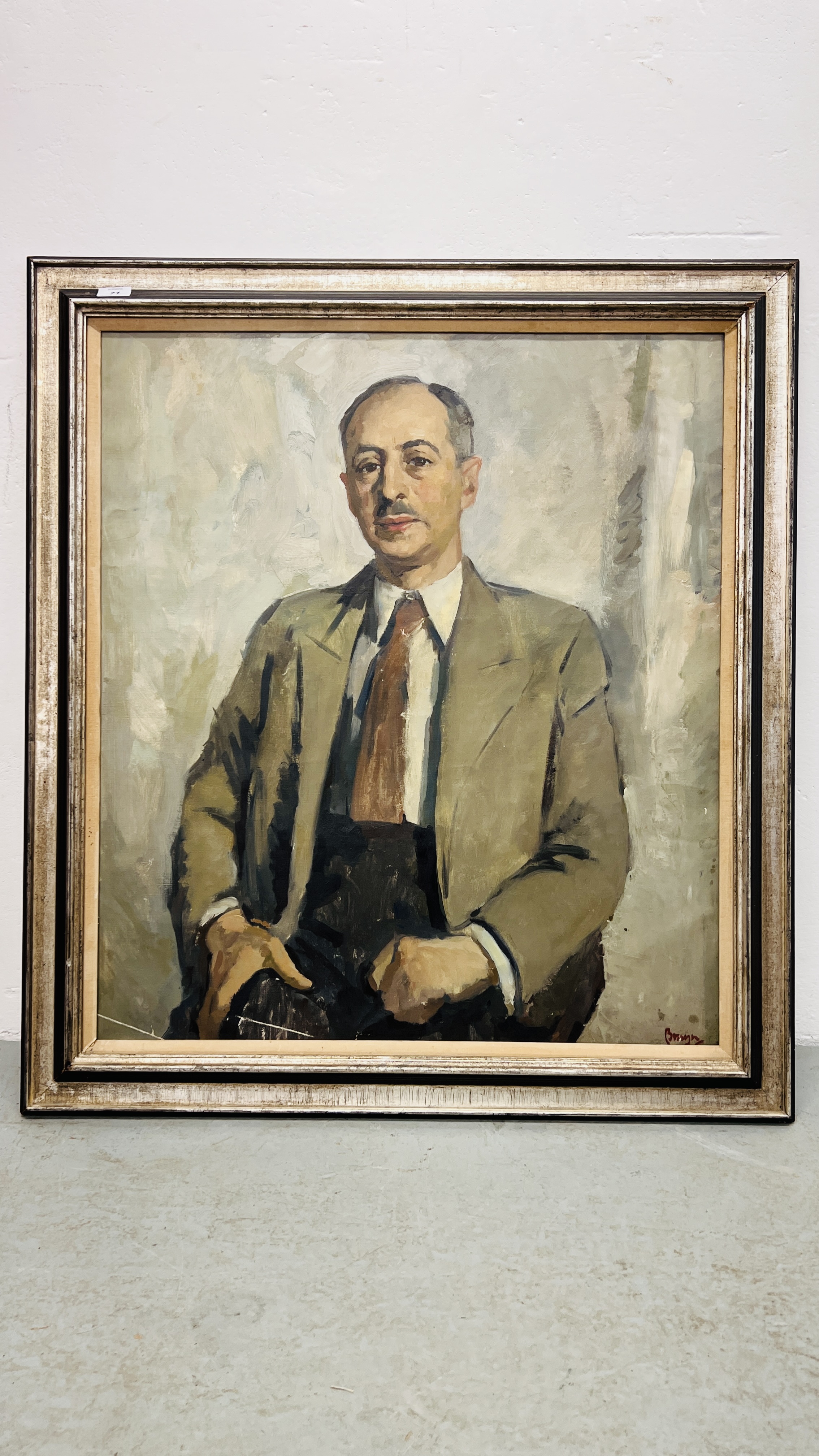 OIL ON CANVAS - PORTRAIT OF GENTLEMAN BEARING INDISTINCT SIGNATURE POSSIBLY JACOB BRUYN 84 X 73CM. - Image 2 of 7
