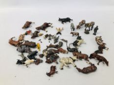 A COLLECTION OF VINTAGE LEAD ANIMAL FIGURES - MANY AS FOUND