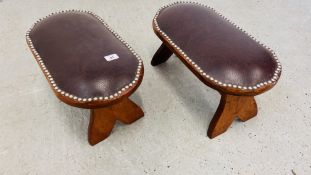 PAIR OF HARDWOOD FOOTSTOOL,