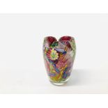 AVEM MURANO ZANFIRICO BIZANTINO/TUTTI FRUTTI GLASS VASE HEIGHT 14CM.