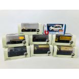 7 X OXFORD COMMERCIALS DIE-CAST MODEL VEHICLES + BURAGO STREET FIRE DIE-CAST BEHICLES (BOXED)