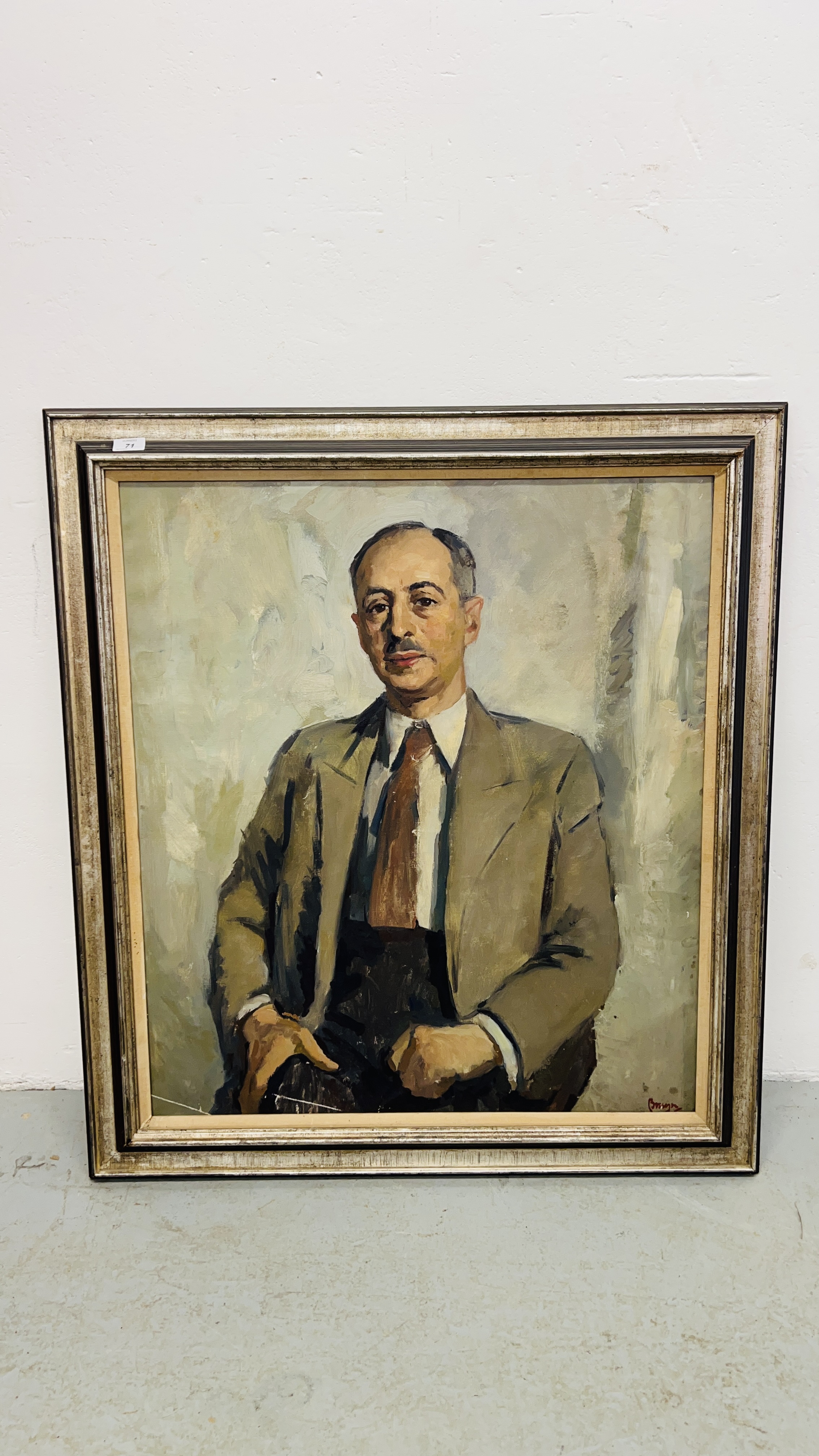OIL ON CANVAS - PORTRAIT OF GENTLEMAN BEARING INDISTINCT SIGNATURE POSSIBLY JACOB BRUYN 84 X 73CM.