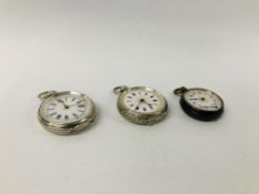 2 X VINTAGE SILVER CASED POCKET WATCHES + ONE OTHER A/F