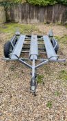 A METAFO GALVANISED MOTORCYCLE CAR TRAILER (THREE BIKE CAPACITY) - ROAD TYRES REQUIRE REPLACEMENT,