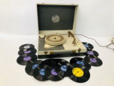 PORTACLYNE RECORD PLAYER 22098 ALONG WITH 14 78 RPM RECORDS TO INCLUDE SHELLAC 6 X 5 ⅜ AND 8 X 6 -