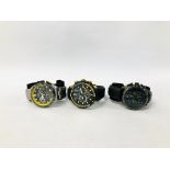 3 X GENT'S WRISTWATCHES MARKED PULSAR INCLUDING CHRONOGRAPH 100M, BRACELET STRAP ETC.