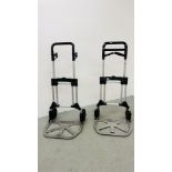 TWO FOLDING ALUMINIUM SACK BARROWS.