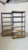 2 X METAL 6 TIER SHELVING UNITS W 90CM, D 45CM, H 179CM.