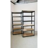 2 X METAL 6 TIER SHELVING UNITS W 90CM, D 45CM, H 179CM.