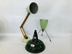 TWO VINTAGE ART DECO ENAMELLED TABLE LAMPS TO INCLUDE AN ANGLE POISE EXAMPLE AND A VINTAGE