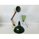 TWO VINTAGE ART DECO ENAMELLED TABLE LAMPS TO INCLUDE AN ANGLE POISE EXAMPLE AND A VINTAGE