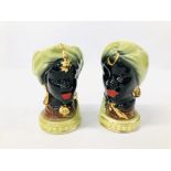 PAIR OF VINTAGE AFRICAN GLAZED BUST VASES, UNMARKED HEIGHT 18.5CM.