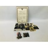 WW1 AND 2 GERMAN MILITARIA TO INCLUDE PHOTOGRAPHS AND MEDALS, ETC.