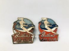 TWO VINTAGE BUTLINS CAR CLUB BADGES