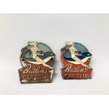 TWO VINTAGE BUTLINS CAR CLUB BADGES