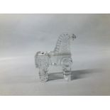 KOSTA BODA ART GLASS HORSE DESIGN BERTIL VALLIEN 70'S WITH ORIGINAL LABEL HEIGHT 16CM.