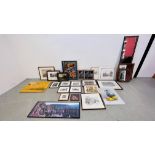 A COLLECTIVE GROUP OF FRAMED PRINTS AND PICTURES TO INCLUDE FRAMED ARABIAN AND CLASSICAL ENGRAVINGS,