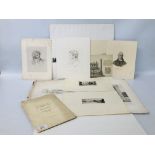 COLLECTION OF ASSORTED ETCHINGS TO INCLUDE NORWICH SCHOOL INTEREST AND AN EXHIBITION CATALOGUE