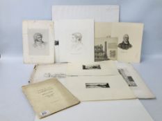 COLLECTION OF ASSORTED ETCHINGS TO INCLUDE NORWICH SCHOOL INTEREST AND AN EXHIBITION CATALOGUE