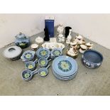 2 BOXES OF TEA AND DINNERWARE TO INCLUDE ROYAL ALBERT, WEDGEWOOD,