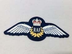 A REPRODUCTION CAST IRON RAF SIGN.