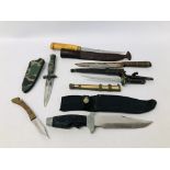 COLLECTION OF 6 VARIOUS KNIVES INCLUDING POCKET KNIFE, SAMARI STYLE ETC.