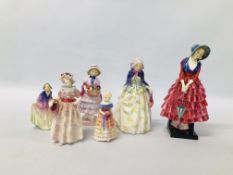 6 ROYAL DOULTON FIGURINES (2 A/F)