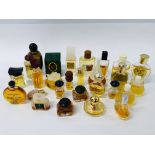 COLLECTION OF APPROX 28 MINIATURE PERFUME BOTTLES TO INCLUDE MARKED CHRISTIAN DIOR, LANCOME,