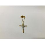 9CT GOLD CROSS PENDANT ON A FINE CHAIN MARKED 9CT