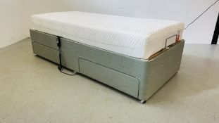 AN ELECTRICALLY ADJUSTABLE SINGLE DIVAN BED TEMPUR MATTRESS,