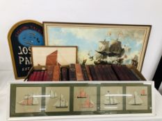 COLLECTION OF ANTIQUARIAN BOOKS IN TWO BOXES TO INCLUDE WW1 WAR ILLUSTRATED,